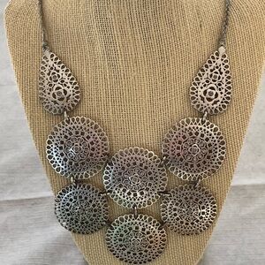 Stella & Dot Medina Intricate Silver Statement Necklace